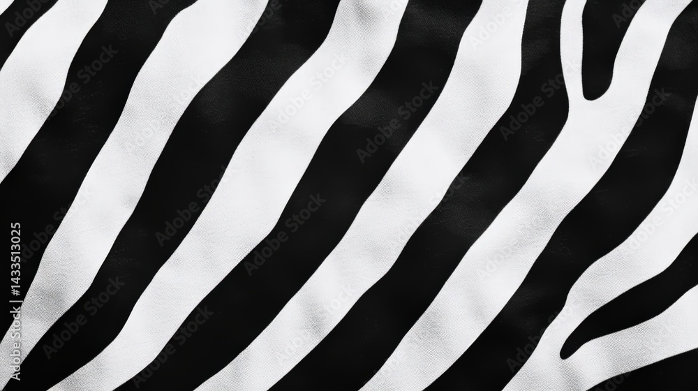 Poster a high-contrast zebra stripe pattern in bold black and white, creating a striking and fashionable de