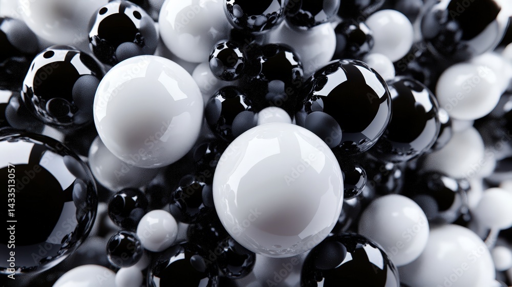 Aufkleber a high-contrast bubble pattern with bold black and white spheres creating a modern abstract effect.