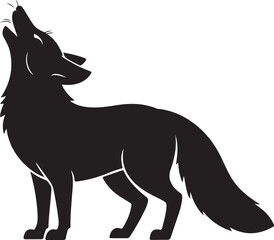 Silhouette of a Fox Howling at the Moon