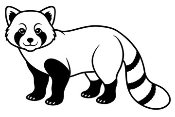Simple Red Panda Line Drawing