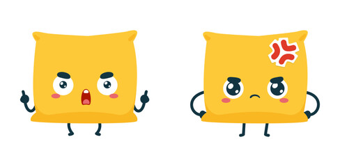 Set Emoticon set of Yellow Pillow