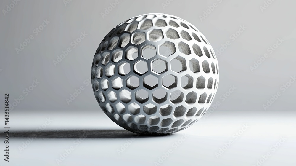 Poster elegant, hollow sphere with intricate hexagonal latticework.