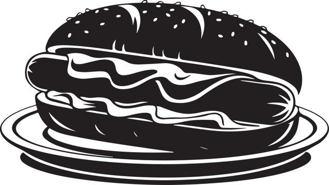 recommend clip art: Delicious Hot Dog in Bun with Mustard on Plate