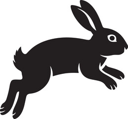 Black Silhouette of a Rabbit in Mid-Leap