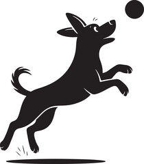 Playful Small Dog Jumping for Ball Silhouette