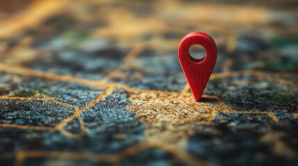 Red marker pinpoints location on vintage map