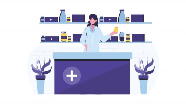 Pharmacist at Counter 2D Animation