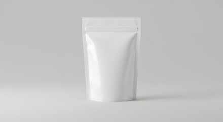 Blank White Pouch Mockup Packaging on Neutral Background