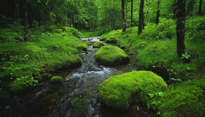 Fototapeta premium Lush forest stream