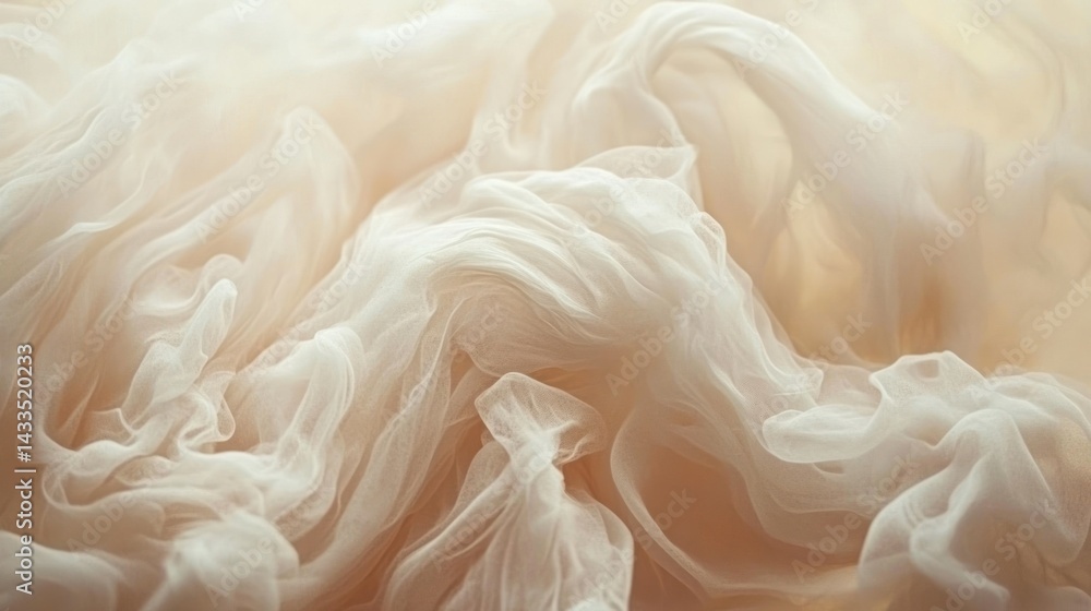 Poster delicate fabric folds and layers create a flowing ethereal landscape image