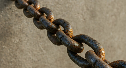 Obraz premium Rusty Chain Close Up Industrial Strength Heavy Duty Metal Links Connection Security Binding Restraint Old Aged Weathered 110
