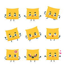 Set Emoticon set of Yellow Pillow