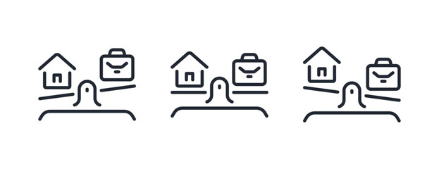 Life work balance editable stroke outline icons set isolated on transparent background flat vector illustration. Pixel perfect.