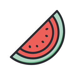 Watermelon Slice Summer Fruit Icon Design