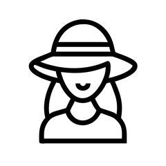 Woman Wearing Sun Hat Icon Design