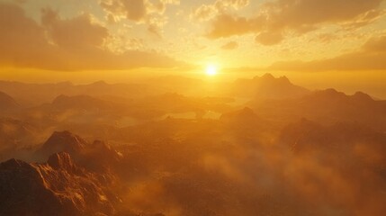 Obraz premium Golden Sunrise Over Mountain Ridge