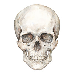Obraz premium Skull Head Full Body Front Isolated Hand Drawn Watercolor Painting Illustration Detailed