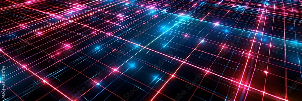 Aufkleber abstract technology background featuring a perspective view of a glowing digital grid with interconn