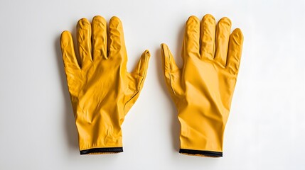 Yellow Leather Gloves with Flatlay.