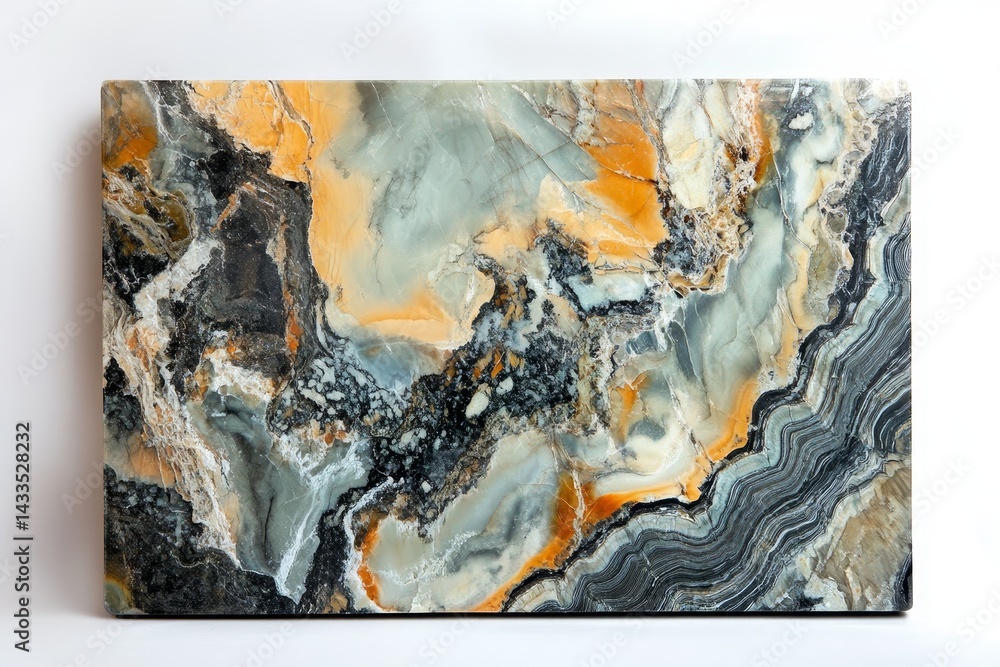 Poster Intricate pattern of colorful stone slab.