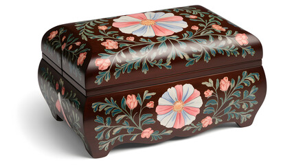 Hand-Painted Floral Wooden Jewelry Box: A Delightful Piece of Decorative Art