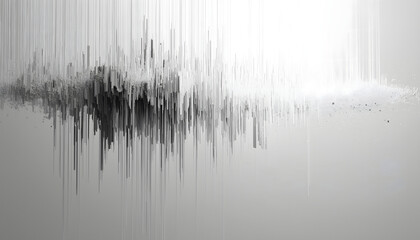 This abstract image features dynamic visual representation of sound waves, showcasing blend of sharp lines and soft textures that evoke sense of movement and depth. interplay of light and shadow