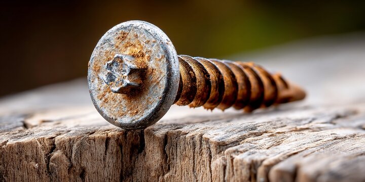 Rusted Wood Screw Close-up