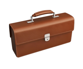 3D realistic brown business briefcase on Png Format and Transparent Background