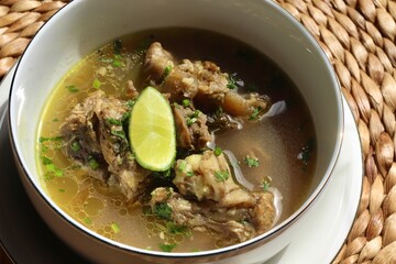 Beef meat soup or beef bone broth, Indonesian food or Asian food