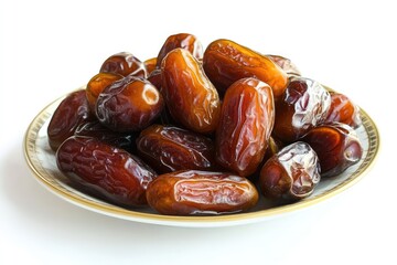 Dried dates, isolated on white background. AI generated illustration.