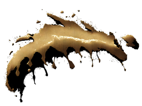 Gold Abstract Brushstroke Splash on Black Background for Design Art