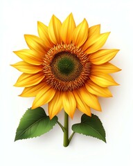 Obraz premium A vibrant sunflower with bright yellow petals and a rich green center, symbolizing happiness and warmth. Perfect for nature-themed projects.