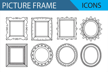 Simple and Stylish Picture Frame Icon Set for Interior Decoration Projects