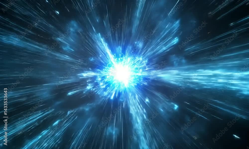 Aufkleber circular formation of blue fireworks bursting against a dark sky creating a dramatic and intense eff