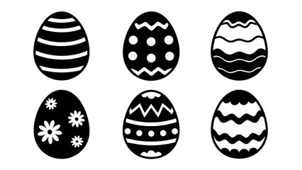 set of egg silhouette vector on tranparent background