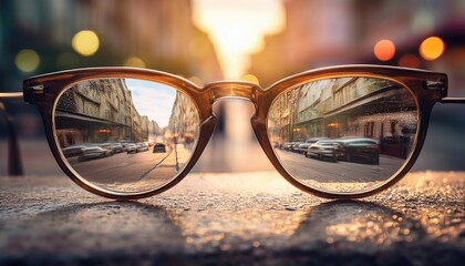 Close up of spectacles in city 