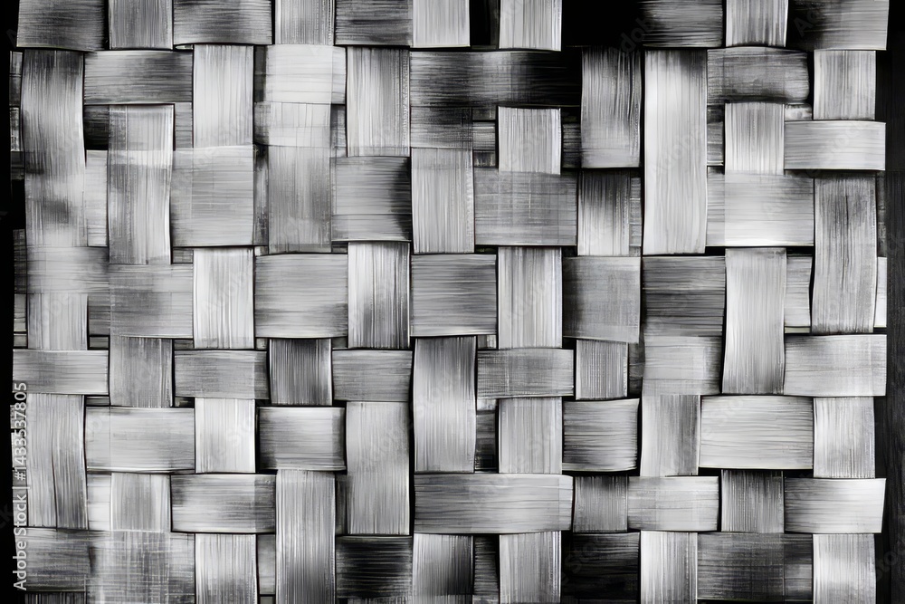 Poster abstract woven texture pattern in grayscale.