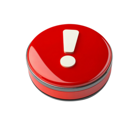 3D red exclamation mark button on Png Format and Transparent Background