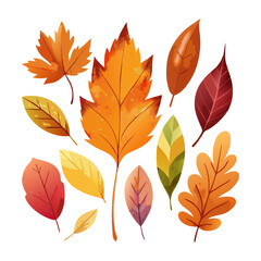 Naklejka premium Autumn leaves,Watercolor clipart,Fall foliage,Hand-drawn leaves,Fall watercolor,Seasonal clipart,Autumn decor,Fall digital art,Thanksgiving clipart,Fall nature elements,Watercolor leaves,Autumn design