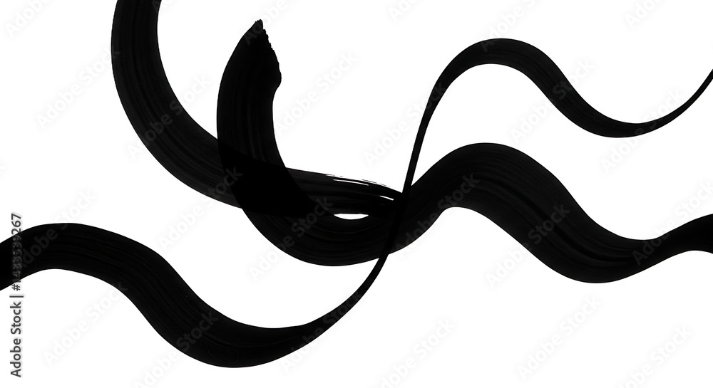 Aufkleber abstract image featuring black flowing shapes against a dark background with wavy lines design