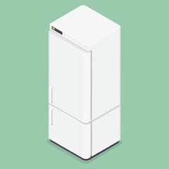 Fridge icon. Refrigerator. 3d flat isometric vector illustration.