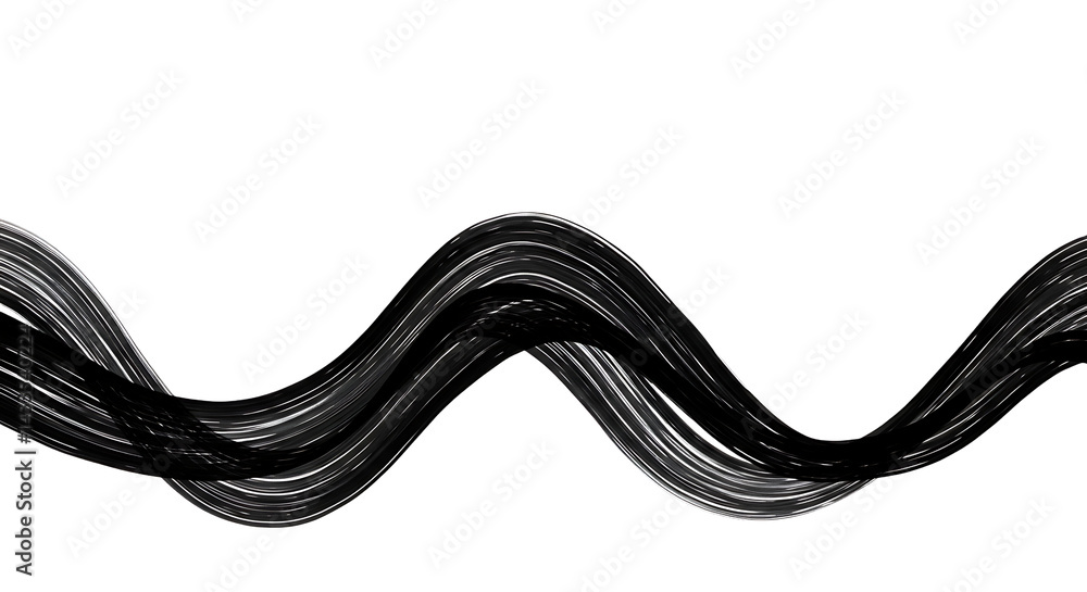 Aufkleber a black and white abstract wave pattern with dynamic lines on a dark background creating movement ef