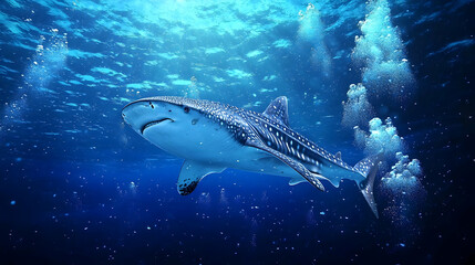 Fototapeta premium Pixelated Shark Underwater Scene