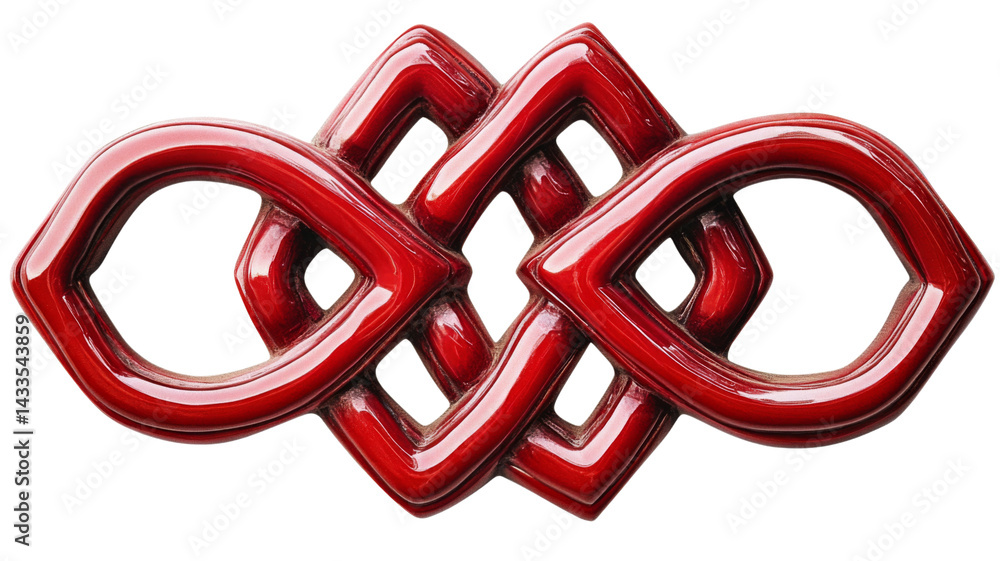 Poster glossy red intertwined shape on transparent background