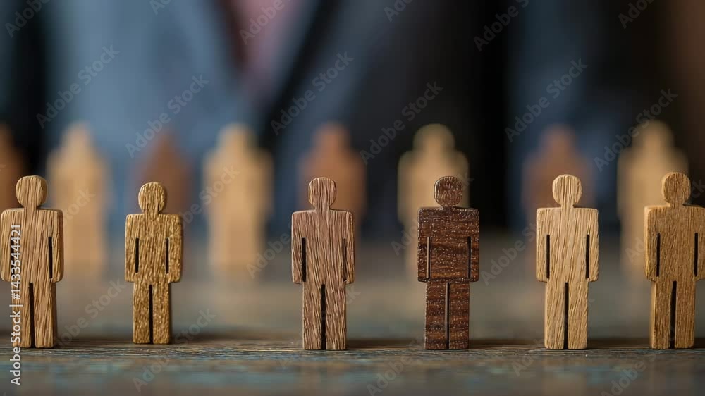 Poster wooden figures representing diversity and inclusion in a group setting