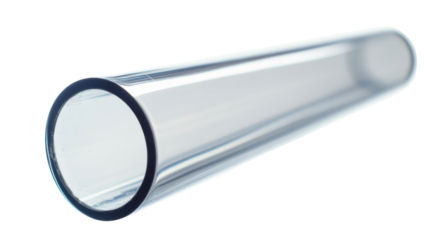 Empty transparent glass test tube isolated on transparent background