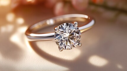 Diamond ring glistens beautifully, symbolising love and devotion, promises forever, pure commitment, happiness.
