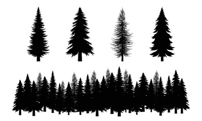 Obraz premium vector silhouettes of pine trees
