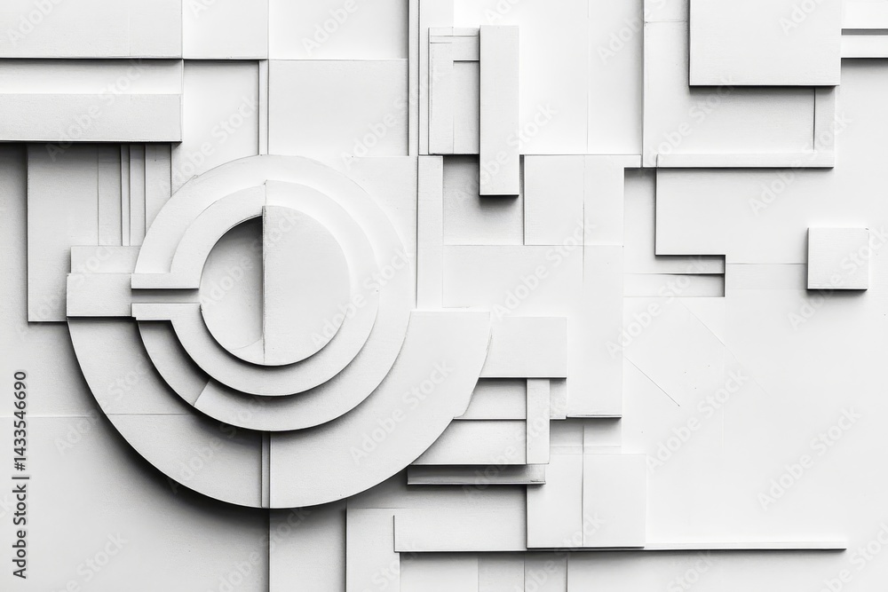 Poster abstract architectural design with geometric shapes and forms.