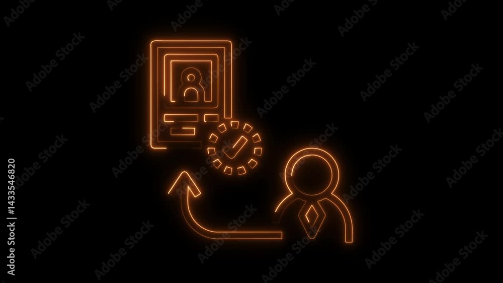 Poster job application process outline glow animation showing transfer of profile and approval process in s